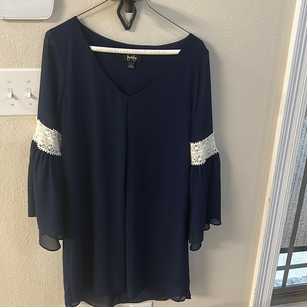 By and By Navy Blue Dress with crotchet accents